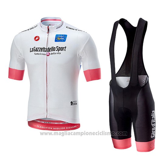 2018 Abbigliamento Ciclismo Giro d'Italia Bianco Manica Corta e Salopette